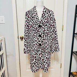 CHARLES GRAY LONDON BARBIE WHITE BLACK PINK LEOPARD PRINT TRENCH COAT